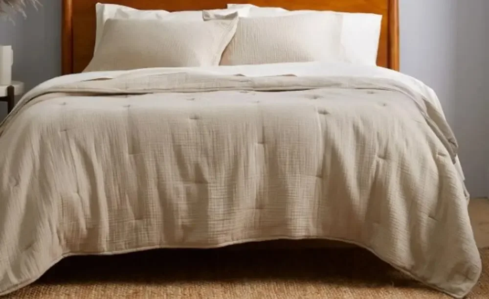 Quince KING Cotton Gauze Dream Quilt + Shams DUNE TAN 100% Organic NEW